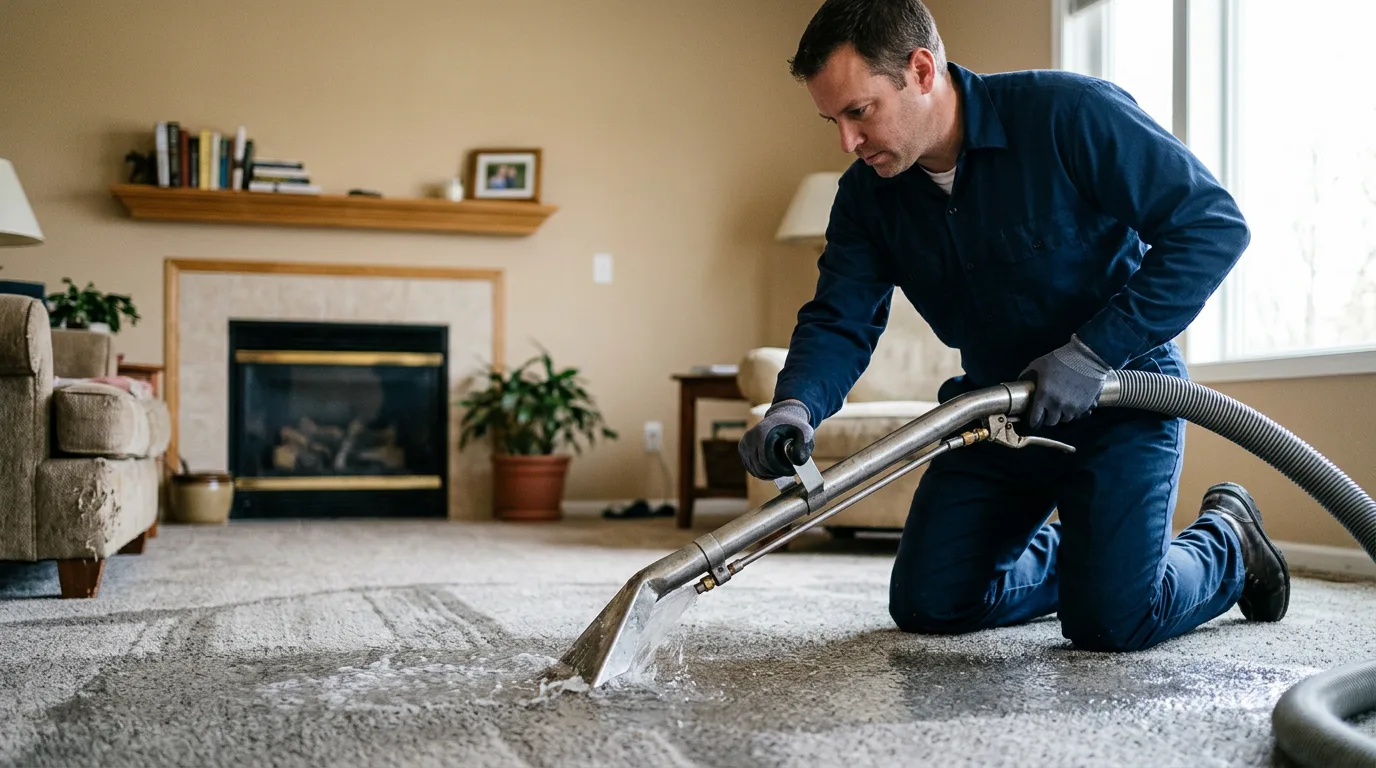 Water damage restoration technician working near Center Rutland, VT